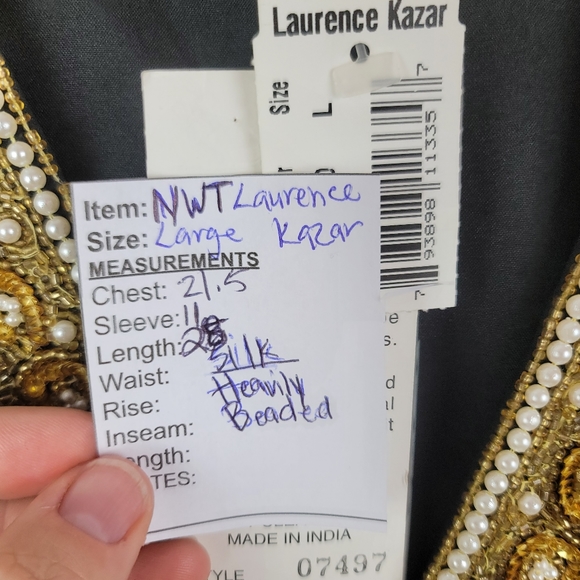 NWT Vintage Laurence Kazar Heavily Beaded Silk Event Short Sleeve Jacket SZ L - Picture 7 of 12